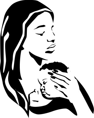 Mother Holding Sleeping Baby BW