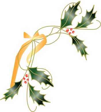 Holly Leaves Tied with Ribbon