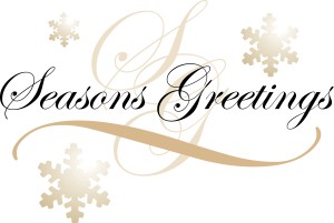 Formal Seasons Greetings Text on Snowflakes