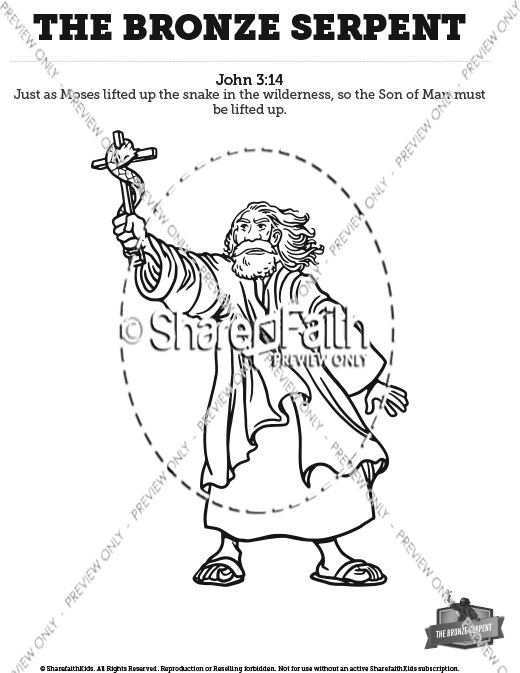 Numbers 21 The Bronze Serpent Sunday School Coloring Pages
