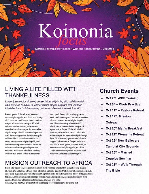 Harvest Bash Church Newsletter 2022