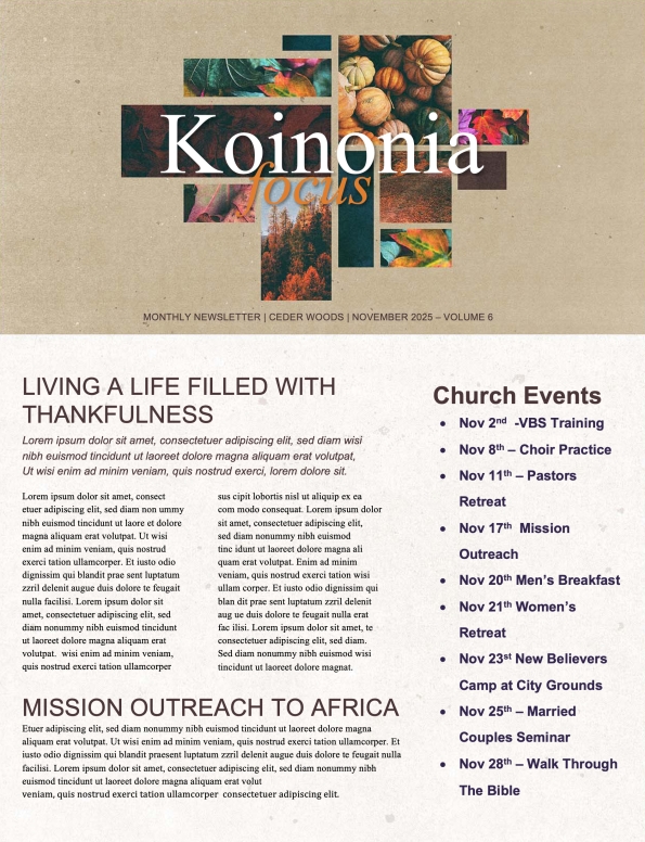 We Are Grateful Newsletter Thanksgiving