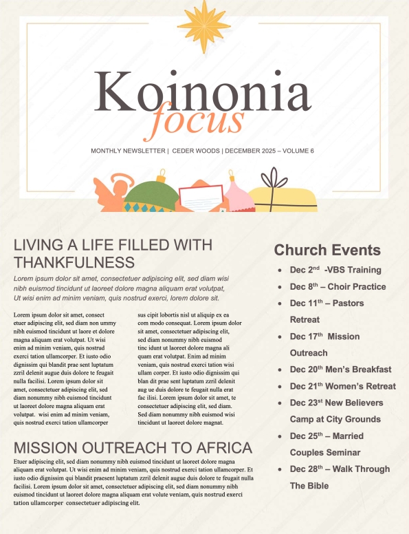 Comfort and Joy Newsletter