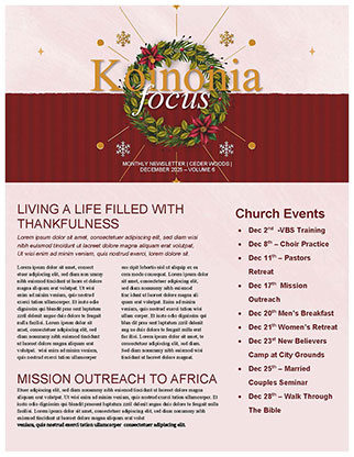 Christmas Prayer Service: Newsletter