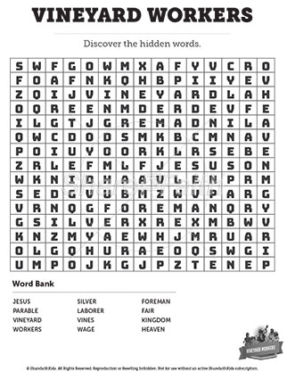 Vineyard Workers: Word Search