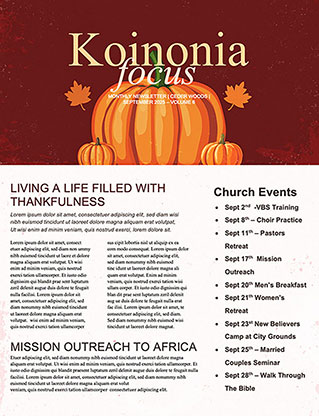 Fall Festival: Newsletter