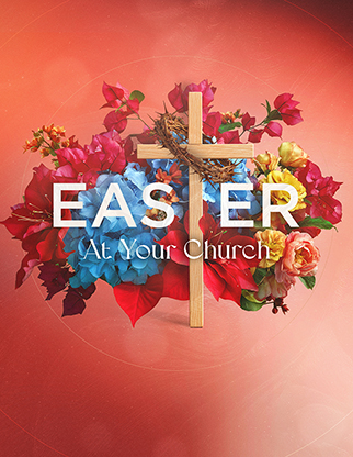 Easter At Your Church - Floral Wooden Cross: Flyer