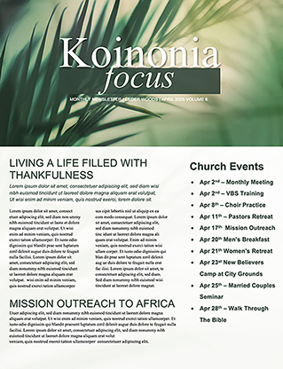 Palm Sunday - Green Palm Branches: Newsletter