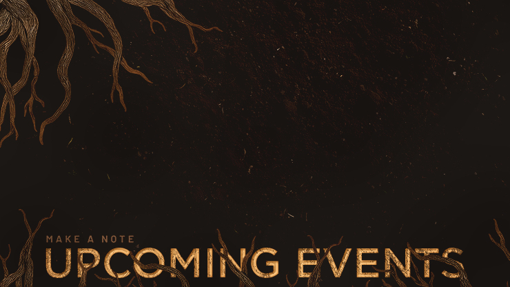 Rooted Rustic Roots - Upcoming Events: Title Graphics