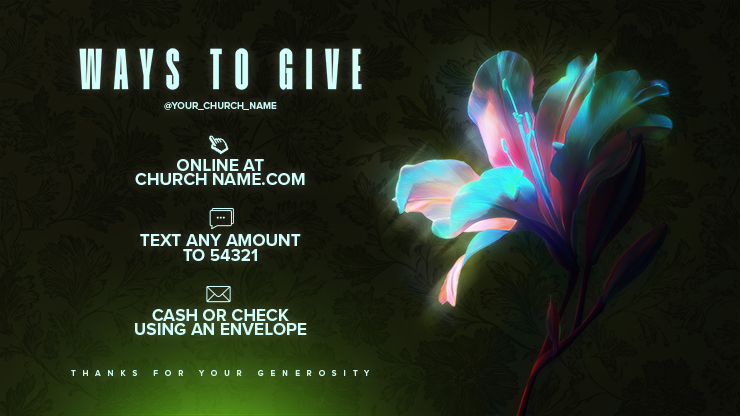 Flourish Neon Flower - Ways To Give: Title Graphics